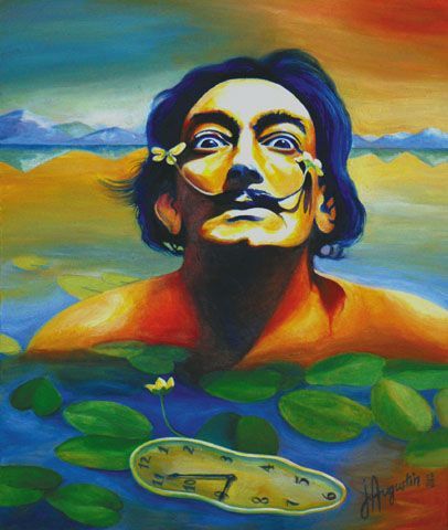 Dali,Salvador,portrait,Dali et les nénuphars